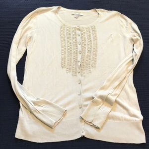 Old Navy gray lightweight cardigan sweater with ruffled accents Size L